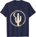 Desert Cactus Crescent Moon Country Music Design T-Shirt - Navy Blue