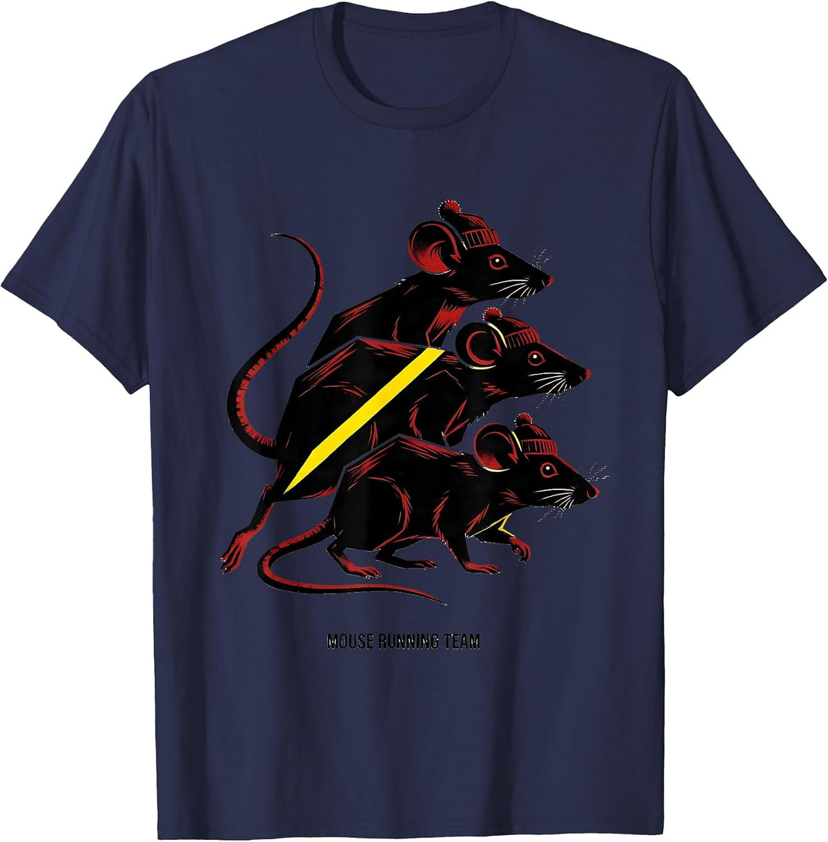 Mouse Running Team Funny Christmas Fun Run Runner Squad T-Shirt - Navy Blue