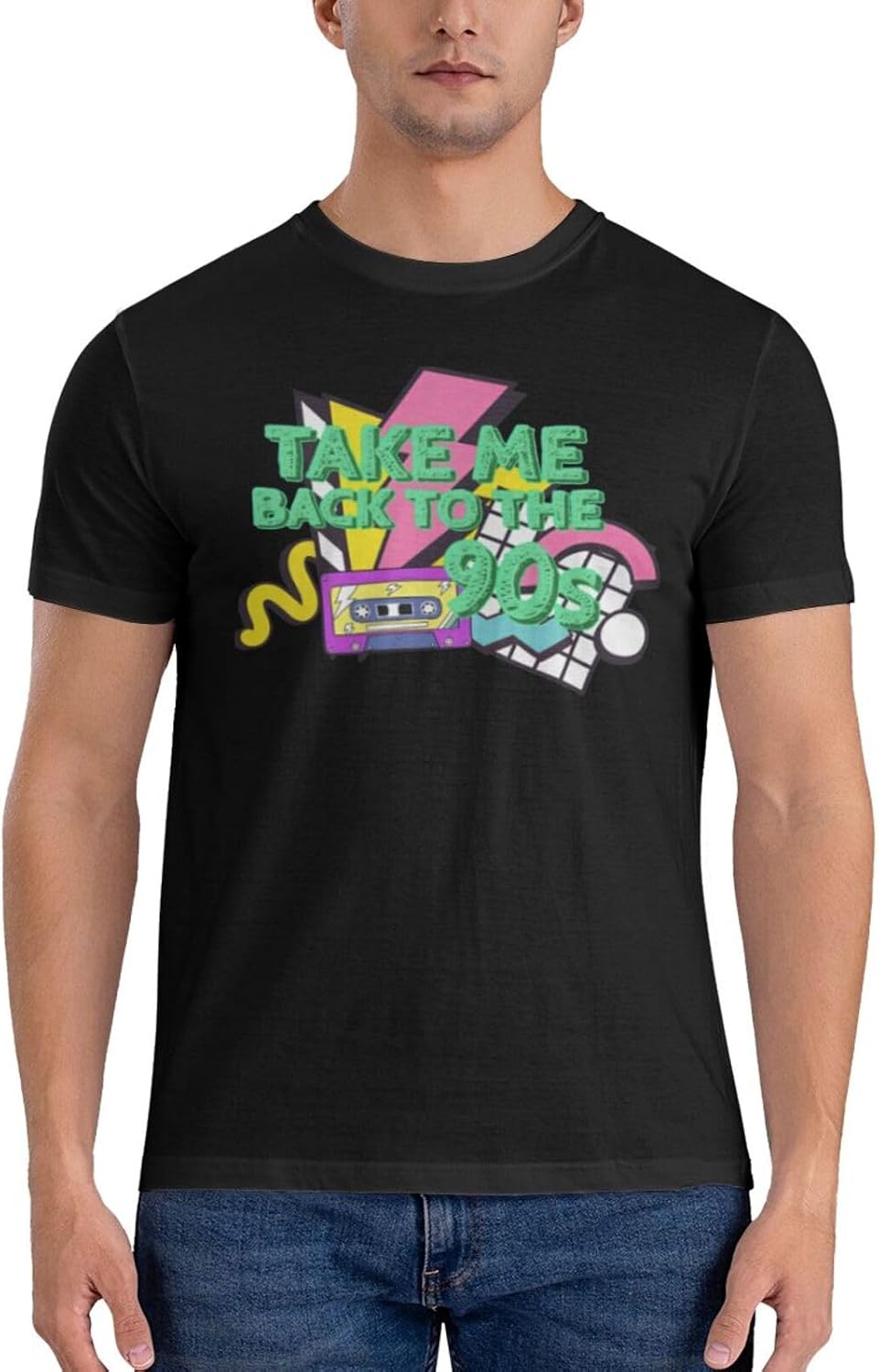 Men's Cotton T-Shirt Tees, Take Me Back to The 90s Graphic Fashion Short Sleeve Tee S-6XL - Take Me Back to the 90s Black 1