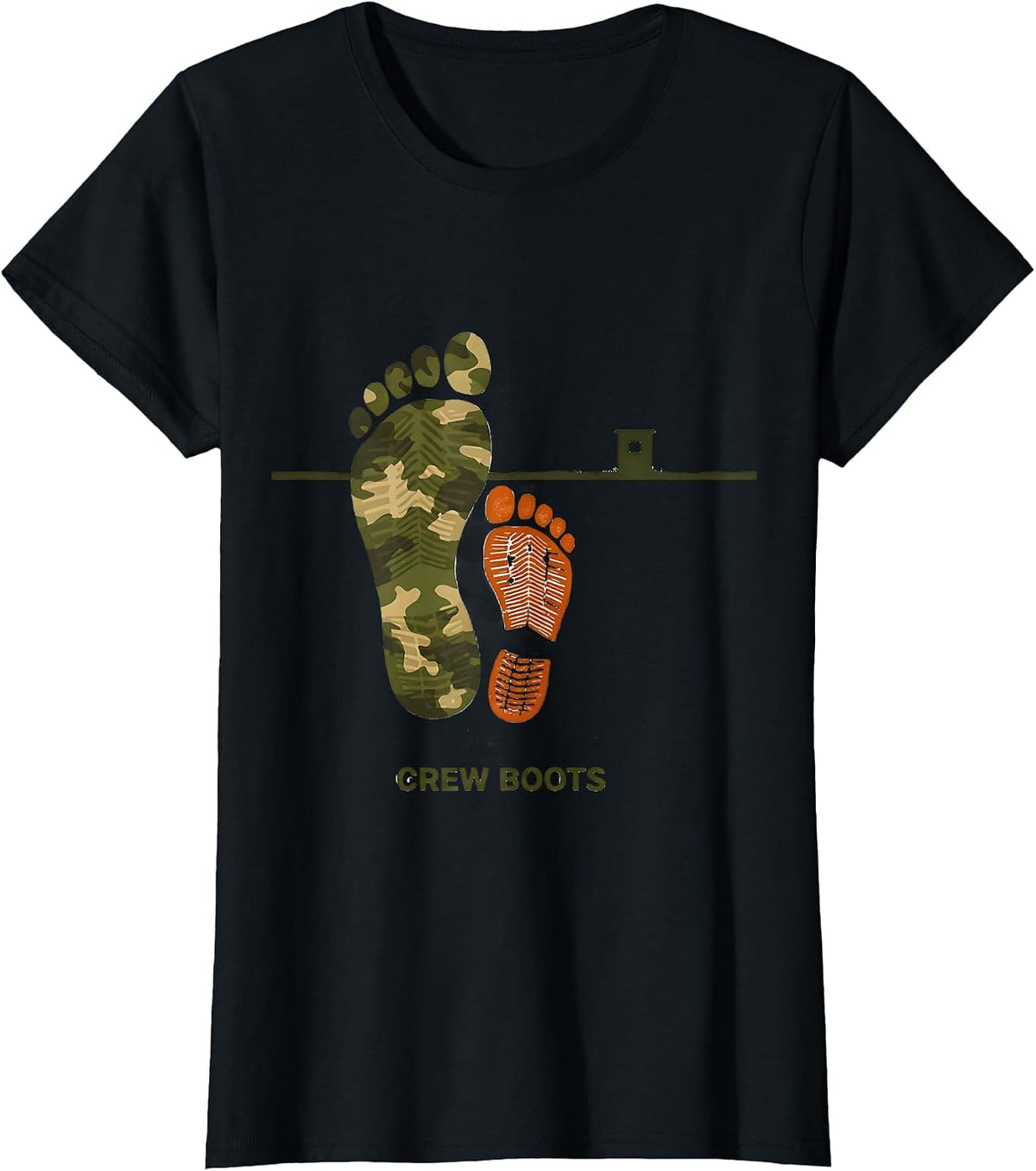 Women's Crew Boots Camo Deer Hunting Youth Funny Hunting Family T-Shirt - Black