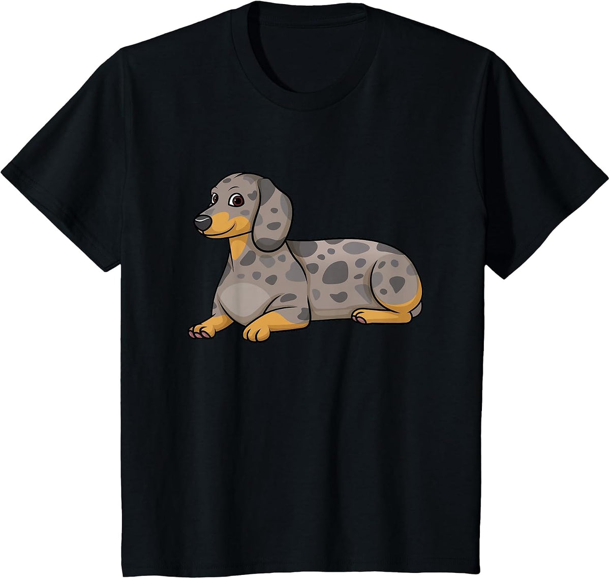 Dapple Dachshund Dog Lying Down T-Shirt - Black