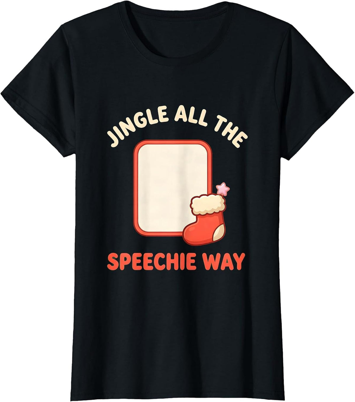 Jingle All the Speechie Way Cute Kawaii Christmas Speech T-Shirt - Black