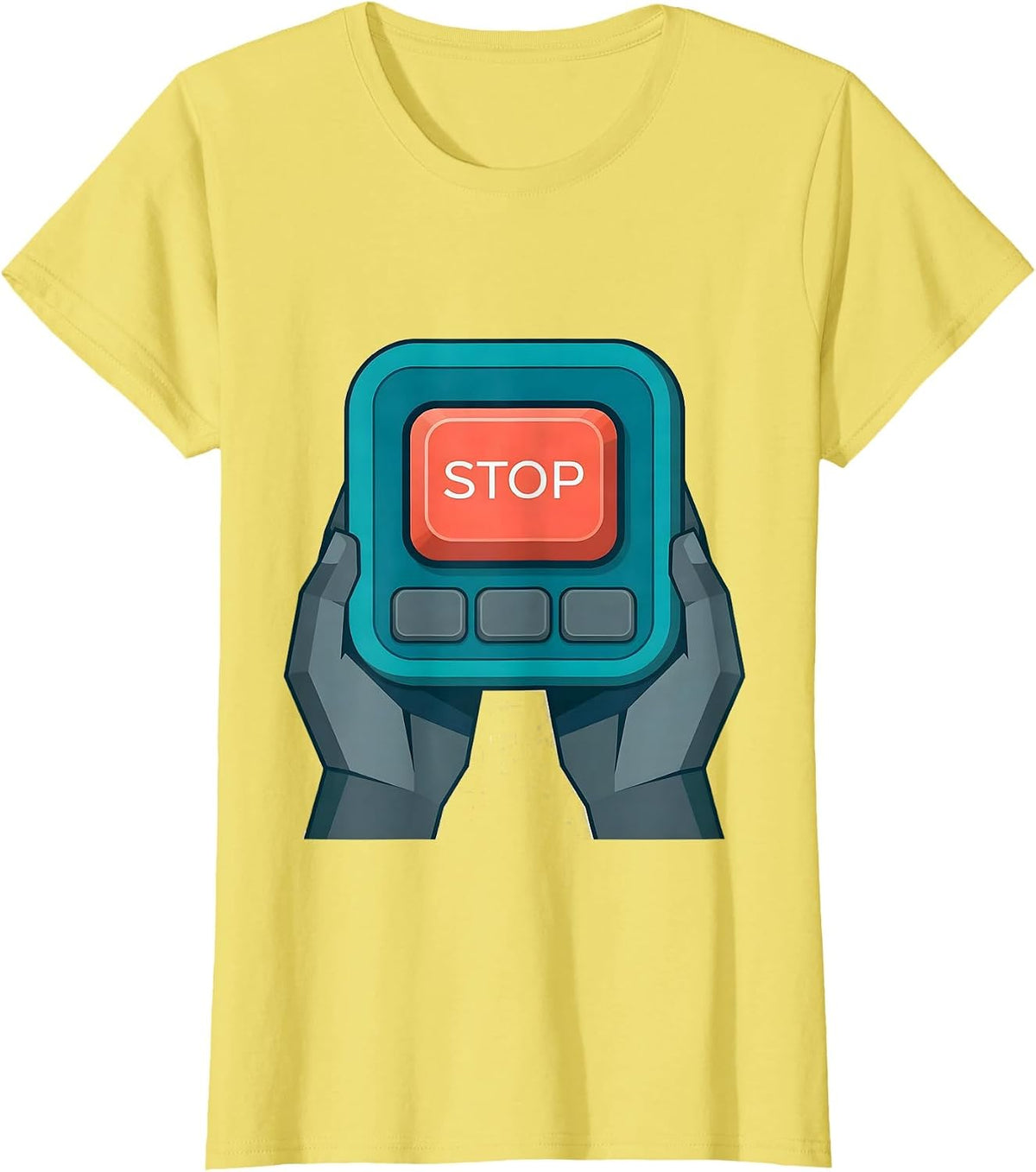Women's Stop Flat Vector AAC Speech Therapy Communication Advocacy T-Shirt - Lemon Yellow