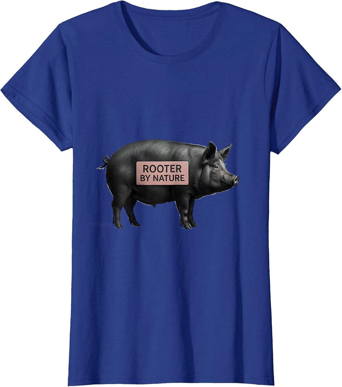 Women's Rooter By Nature Minimalist Pig Lover Novelty Humor T-Shirt - Royal Blue