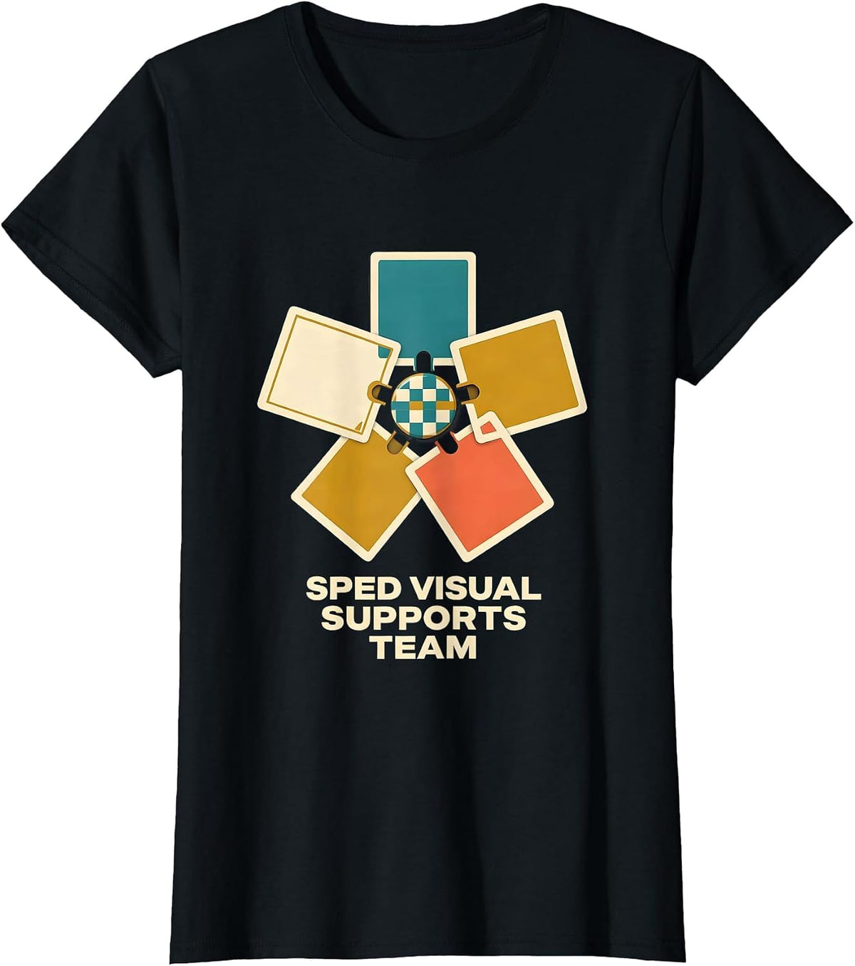 SPED Visual Supports Team Midcentury Modern Teacher T-Shirt - Black