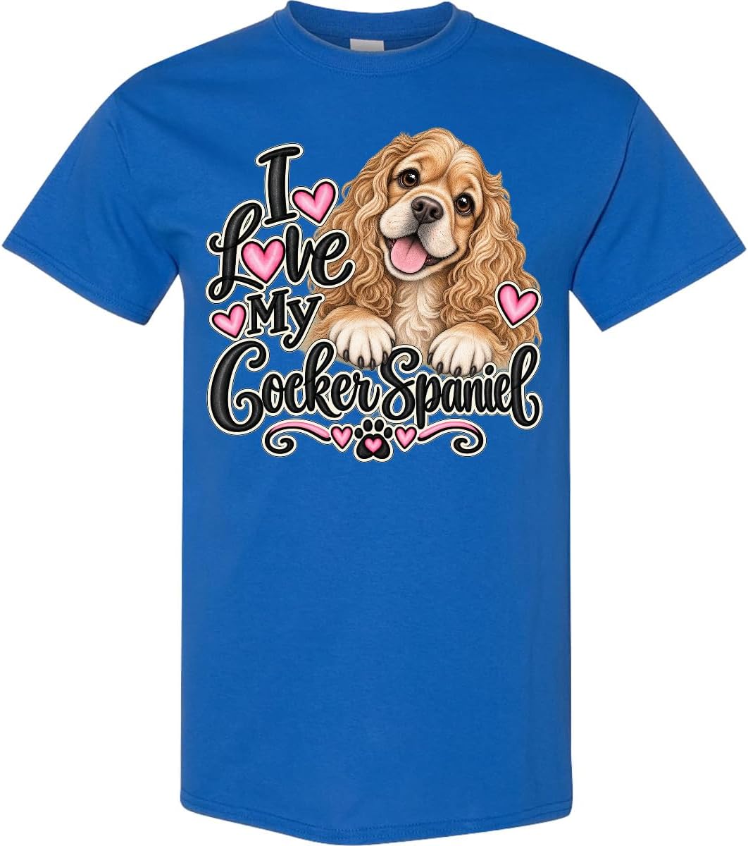 inktastic I Love My Cocker Spaniel Adult T-Shirt - Royal Blue