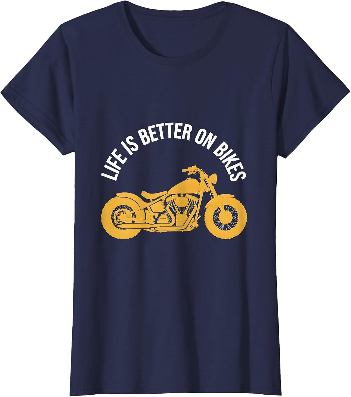 Women's Life Is Better On Bikes Motorcycle Design T-Shirt - Navy Blue
