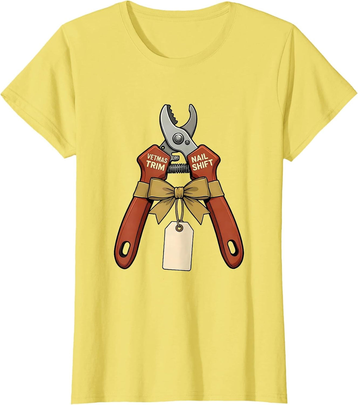 Vetmas Nail Trim Shift Funny Vet Tech Christmas Veterinary T-Shirt - Lemon Yellow