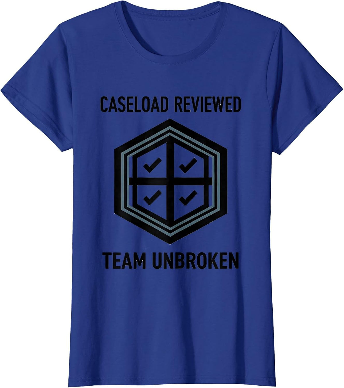 Women's Caseload Reviewed Team Unbroken Geometric Special Education T-Shirt - Royal Blue