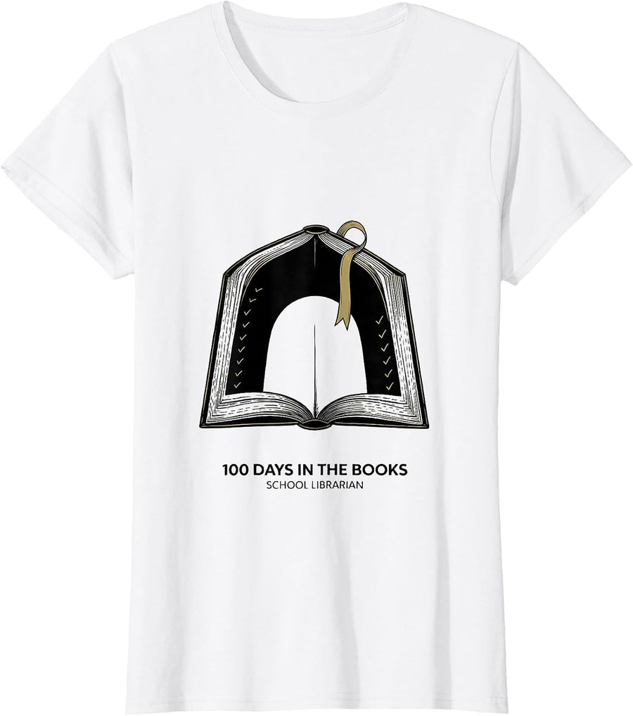 Women's 100 Days In The Books School Librarian T-Shirt - White