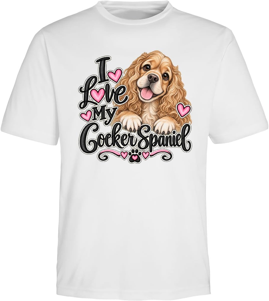 inktastic I Love My Cocker Spaniel Adult Performance T-Shirt - White