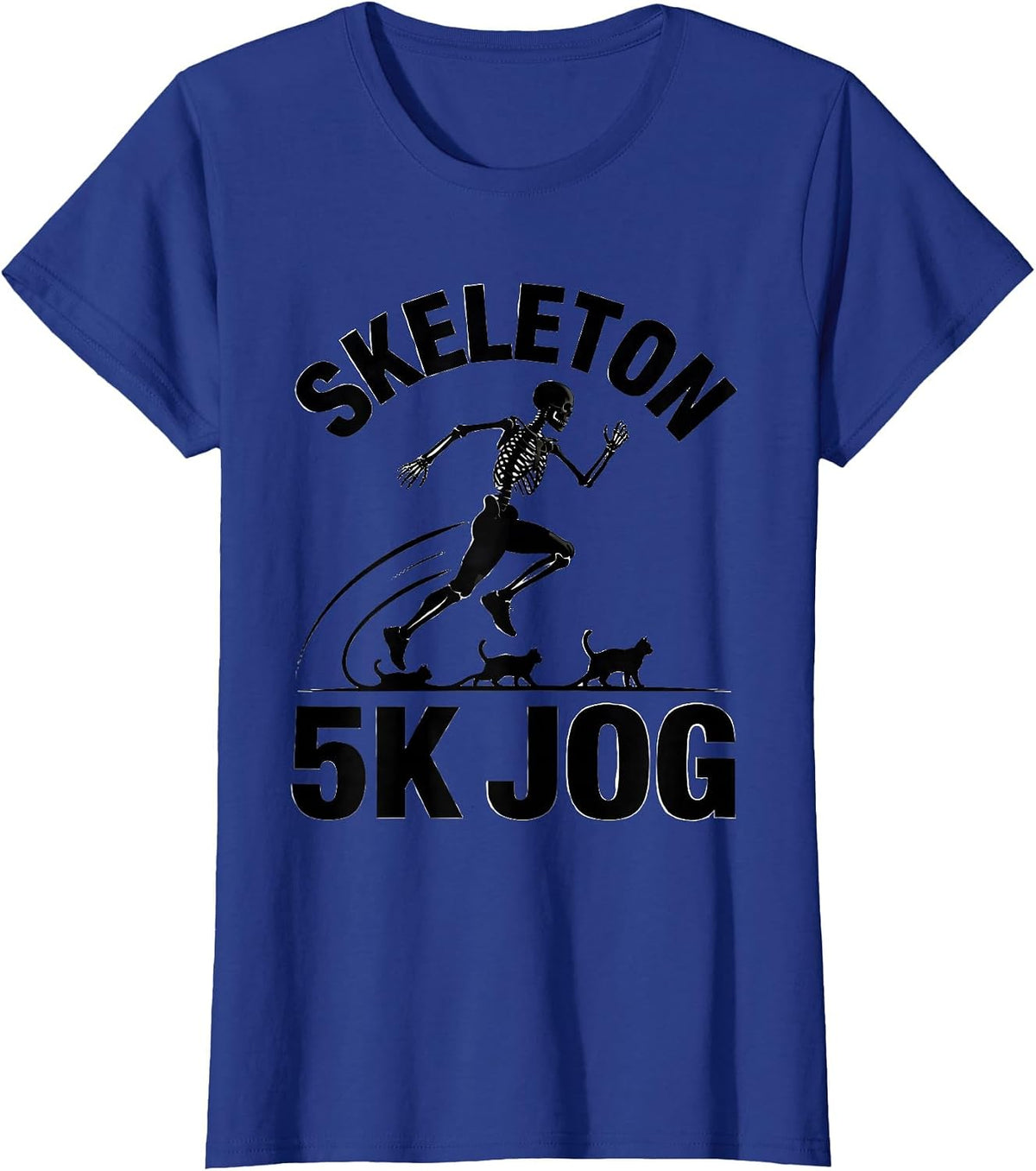 Women's Skeleton 5K Jog Funny Halloween Runner Costume Race Matching T-Shirt - Royal Blue