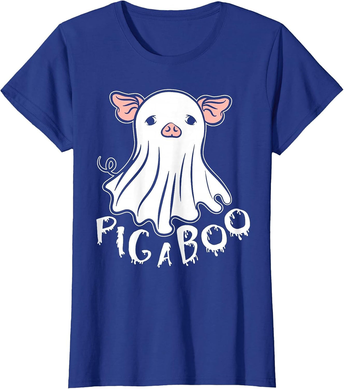 Ghost Pig Costume Pig A Boo Farmer Animal Halloween Costume T-Shirt - Royal Blue