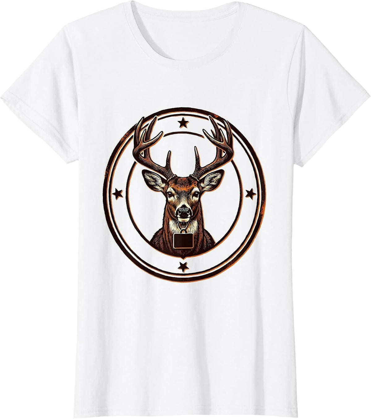Sealed Buck Head Badge Deer Hunting Dad Humor T-Shirt - White