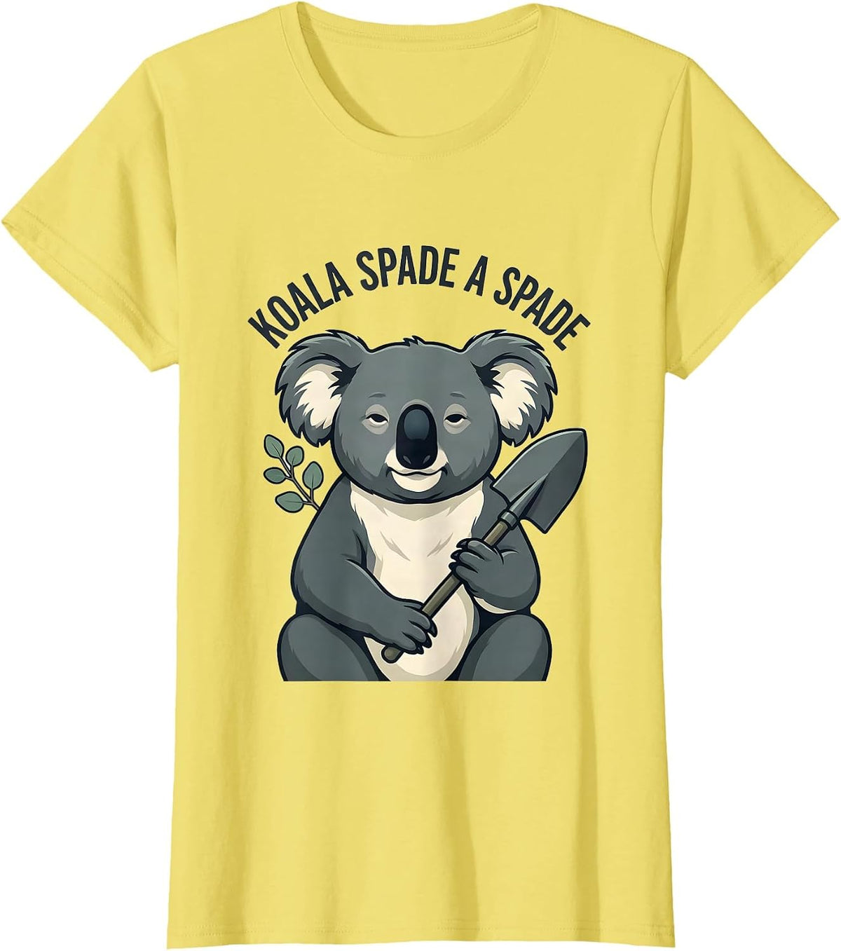 Koala Spade a Spade Funny Koala Lover Cute Animal Humor T-Shirt - Lemon Yellow