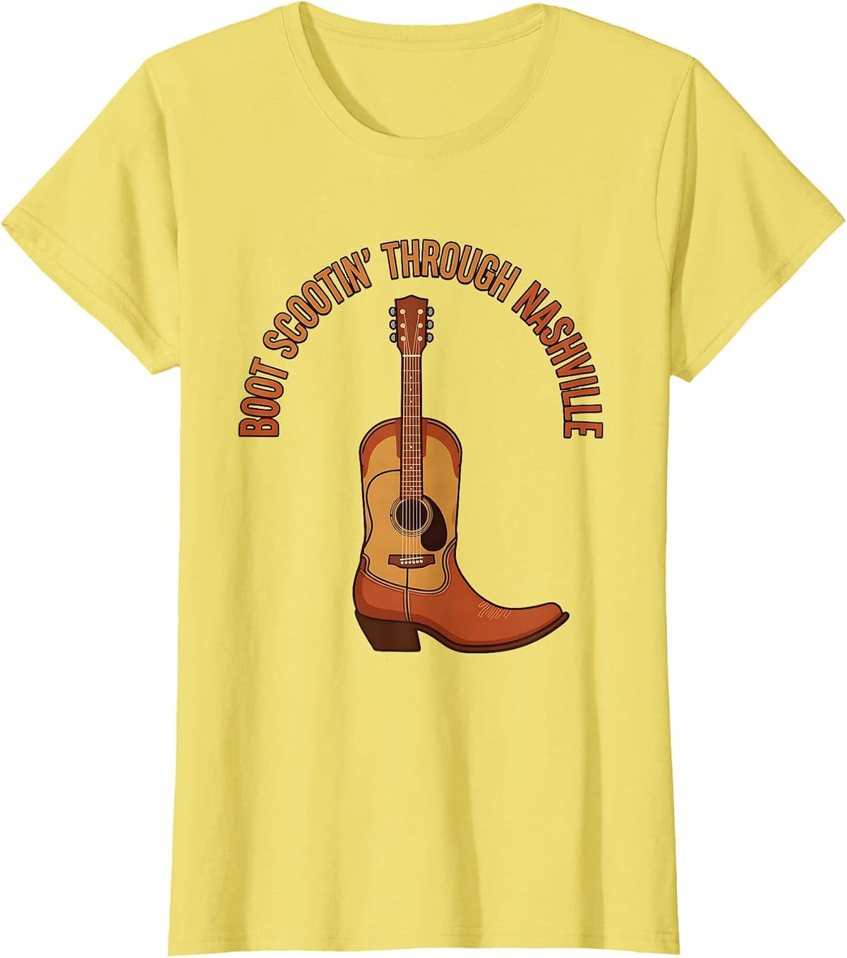 Boot Scootin' Through Nashville Graphic Design T-Shirt - Lemon Yellow