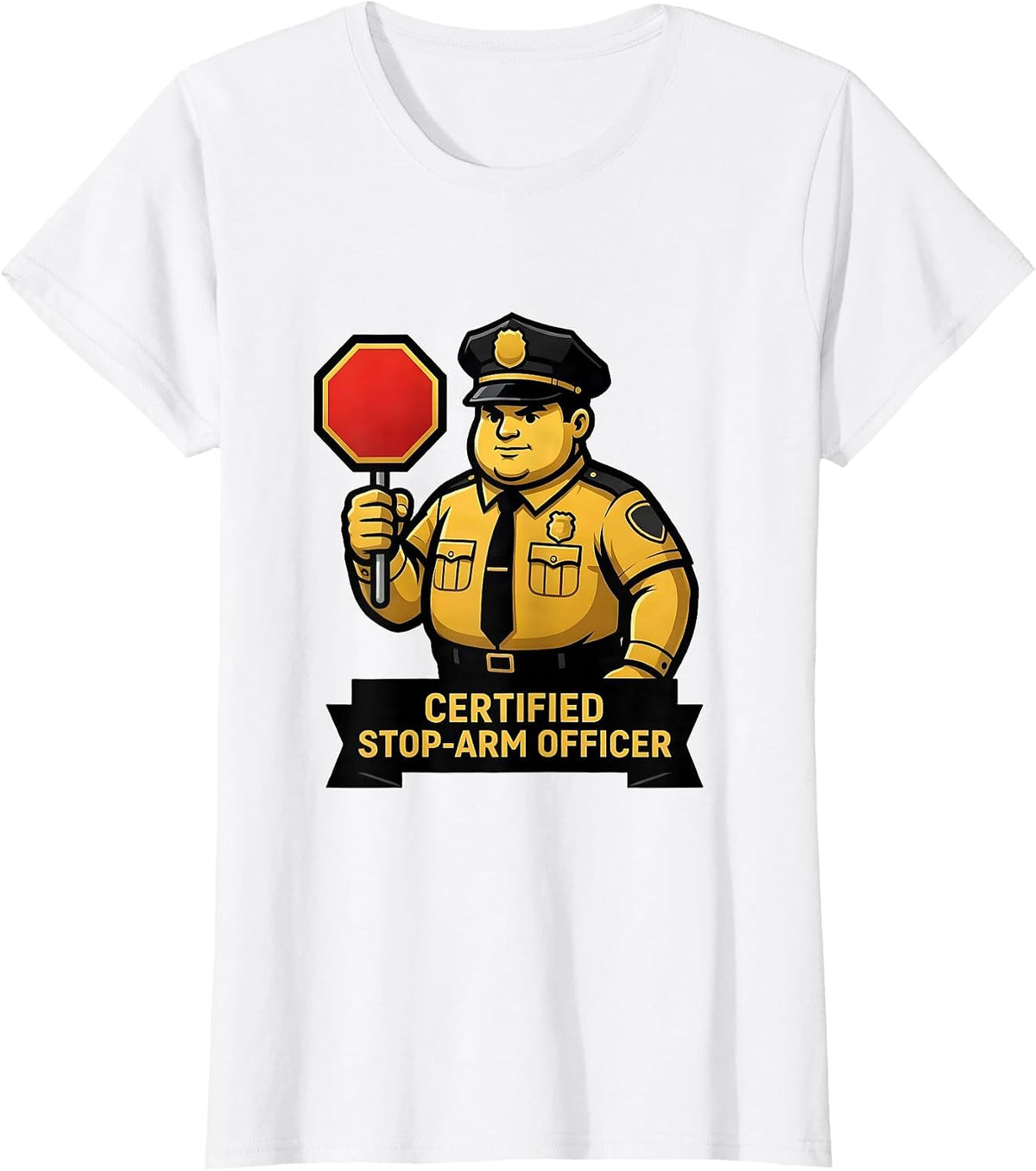 Certified Stop-Arm Officer Funny School Bus Driver T-Shirt - White