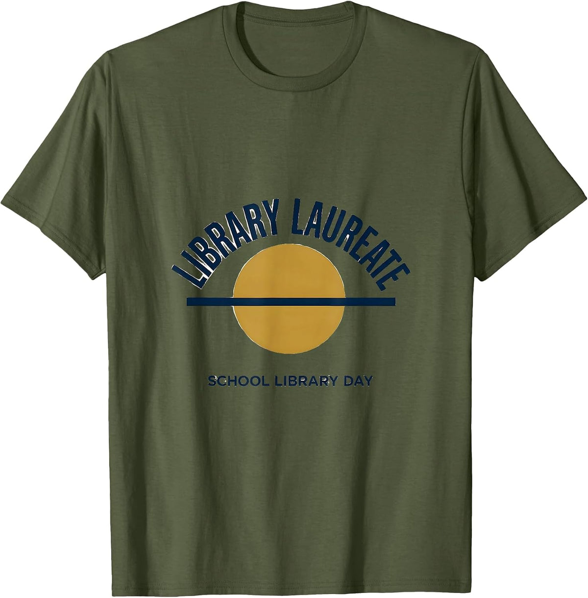 Library Laureate School Library Day Minimalist Librarian T-Shirt - Olive Green