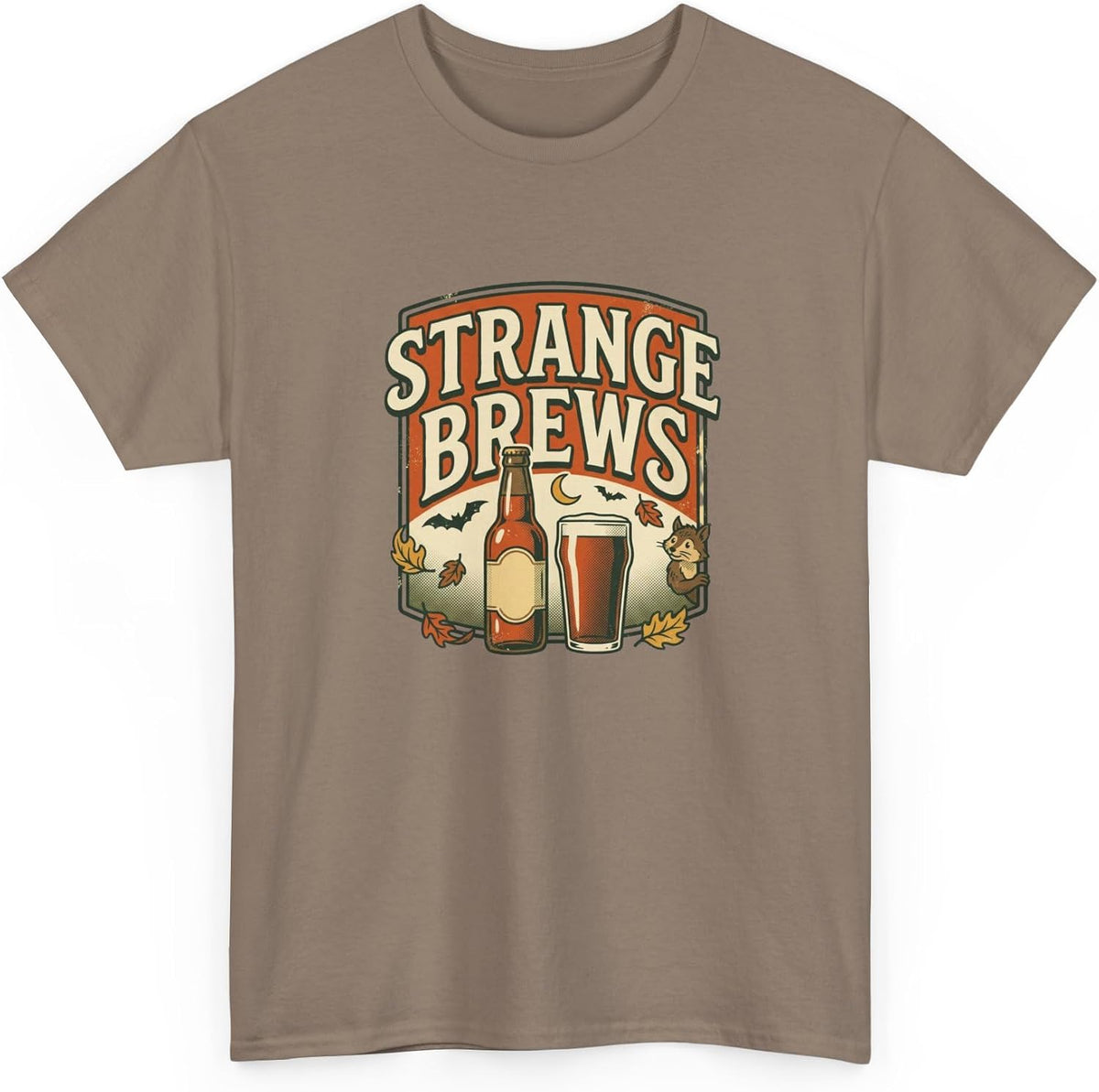 Strange Brews Beer Graphic Tee | Vintage Brewery Logo T-Shirt - Brown Savana