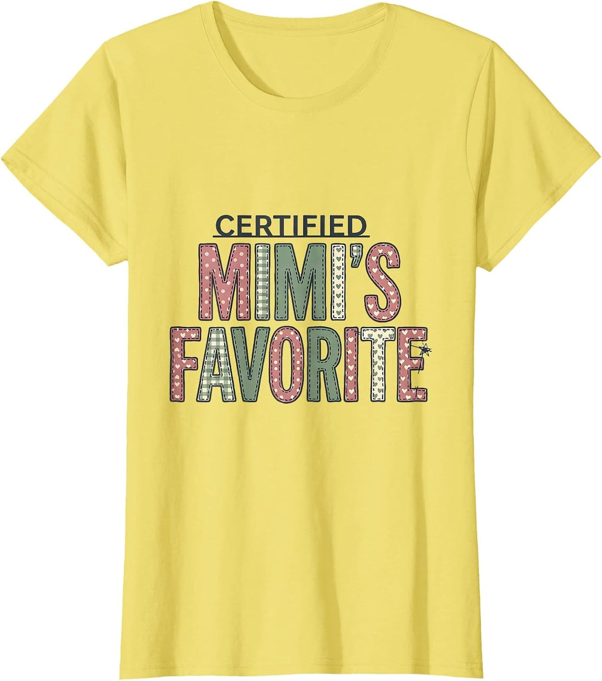 Women's Certified Mimi's Favorite Grandma Gift Christmas Sentimental T-Shirt - Lemon Yellow
