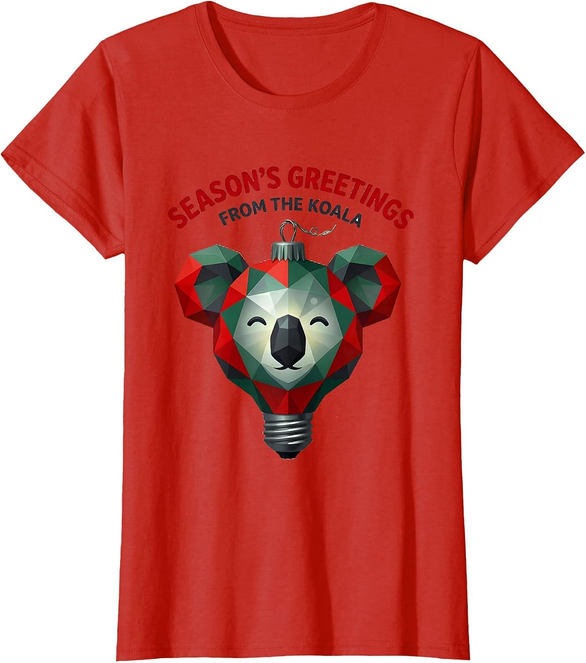 Women's Season's Greetings From The Koala Geometric Koala Lover T-Shirt - Red