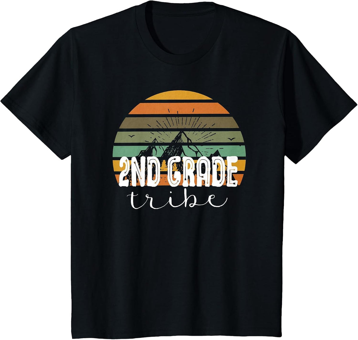 Second Grade Tribe Teacher Student Team 2nd Grade Retro T-Shirt - Black