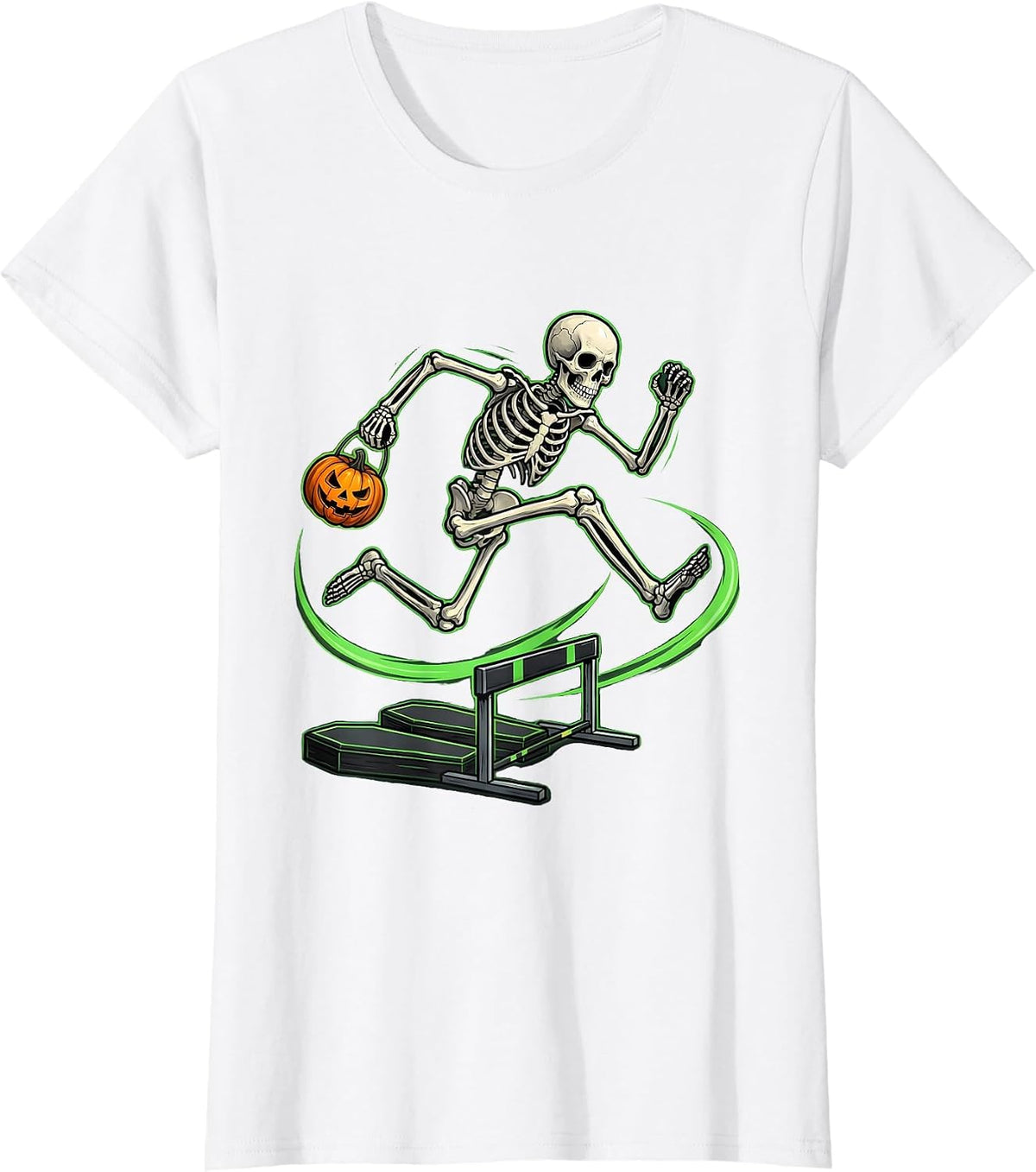 Women's Skeleton Runner Halloween 5K Fun Run Matching Costume T-Shirt - White