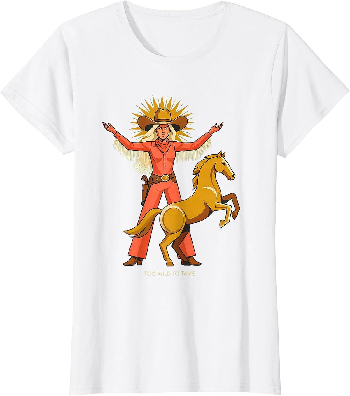 Too Wild To Tame Western Cowgirl Design T-Shirt - White
