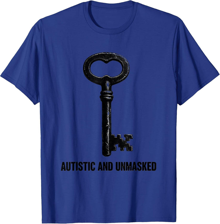 Autistic And Unmasked Monochromatic Neurodiversity Awareness T-Shirt - Royal Blue