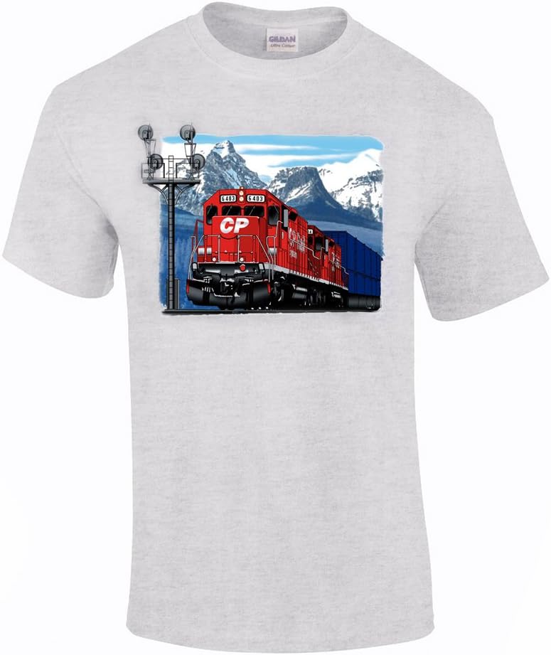 Canadian Pacific Stack Train at Morants Curve Authentic Railroad T-Shirt [42A] - Kids Grey