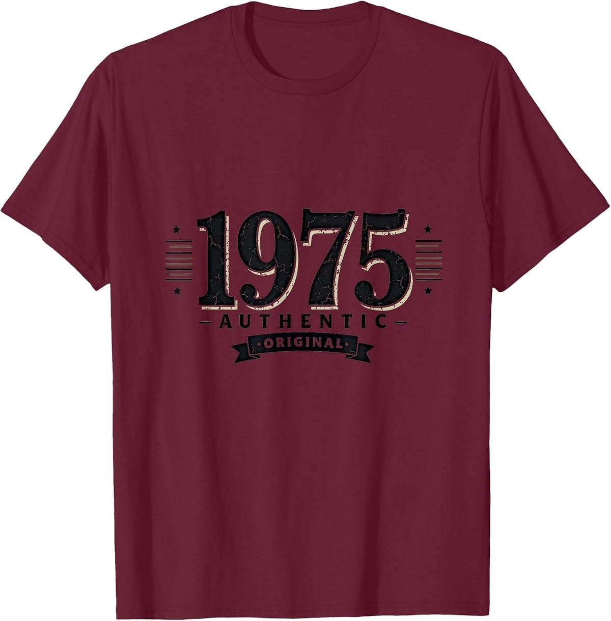 Vintage 1975 Authentic Original Retro Design T-Shirt - Burgundy