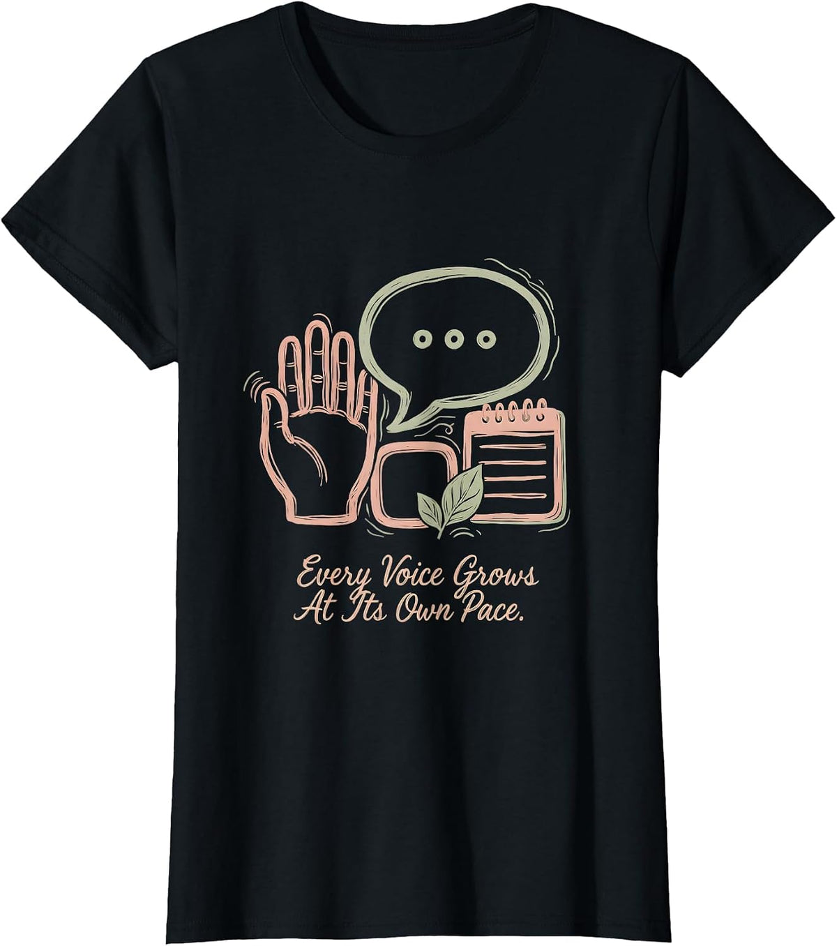 Every Voice Grows At Its Own Pace Boho Special Education T-Shirt - Black