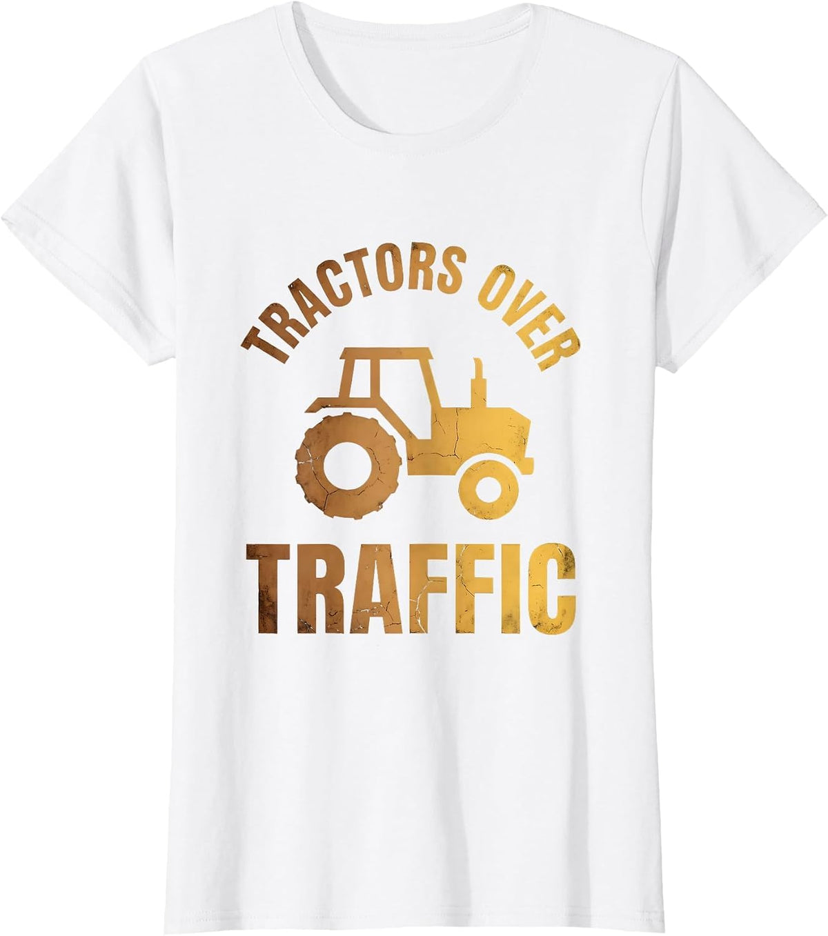 Tractors Over Traffic Country Life Design T-Shirt - White
