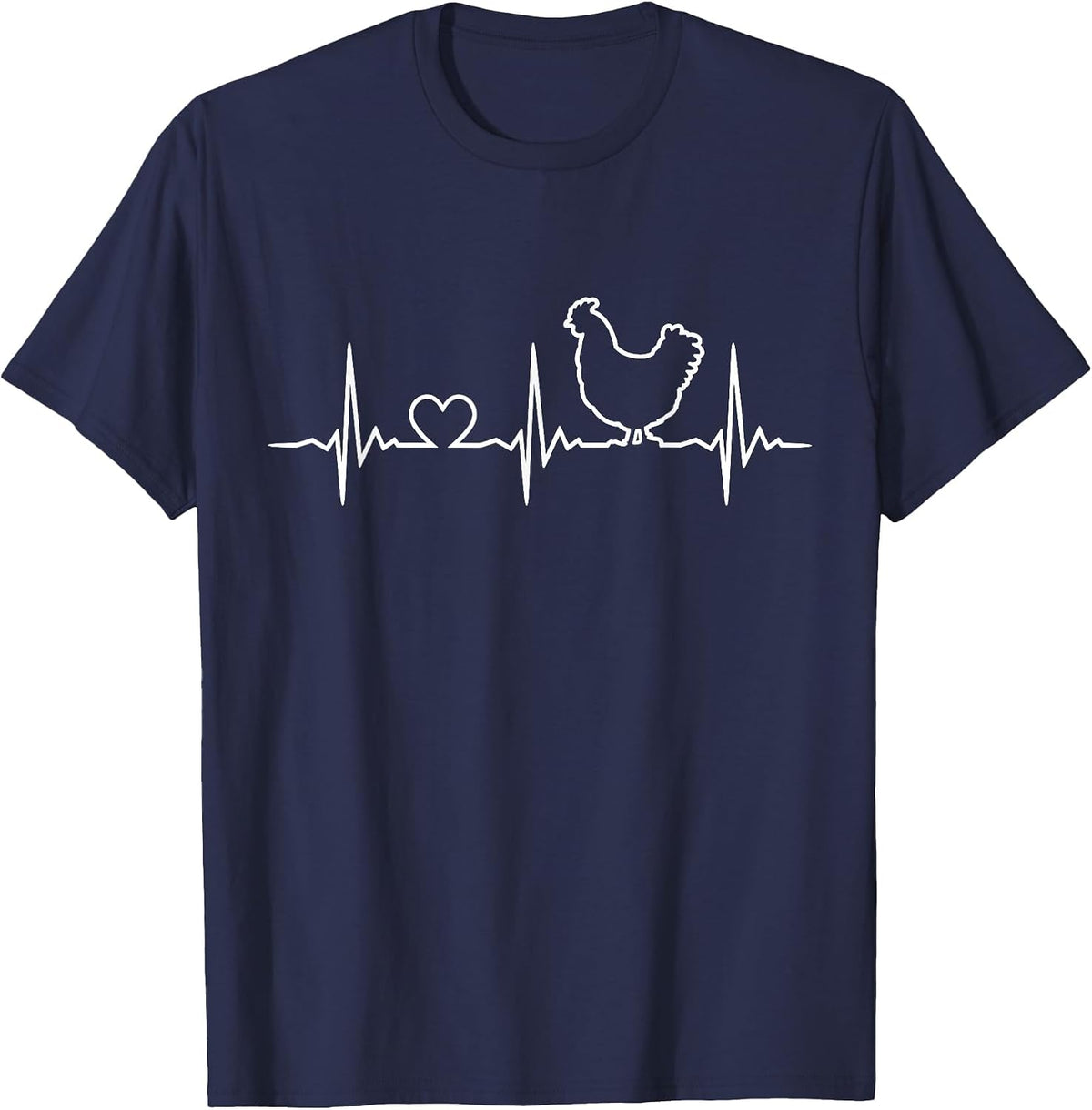 Chicken Farming Heartbeat Funny Farmer T-Shirt - Navy Blue