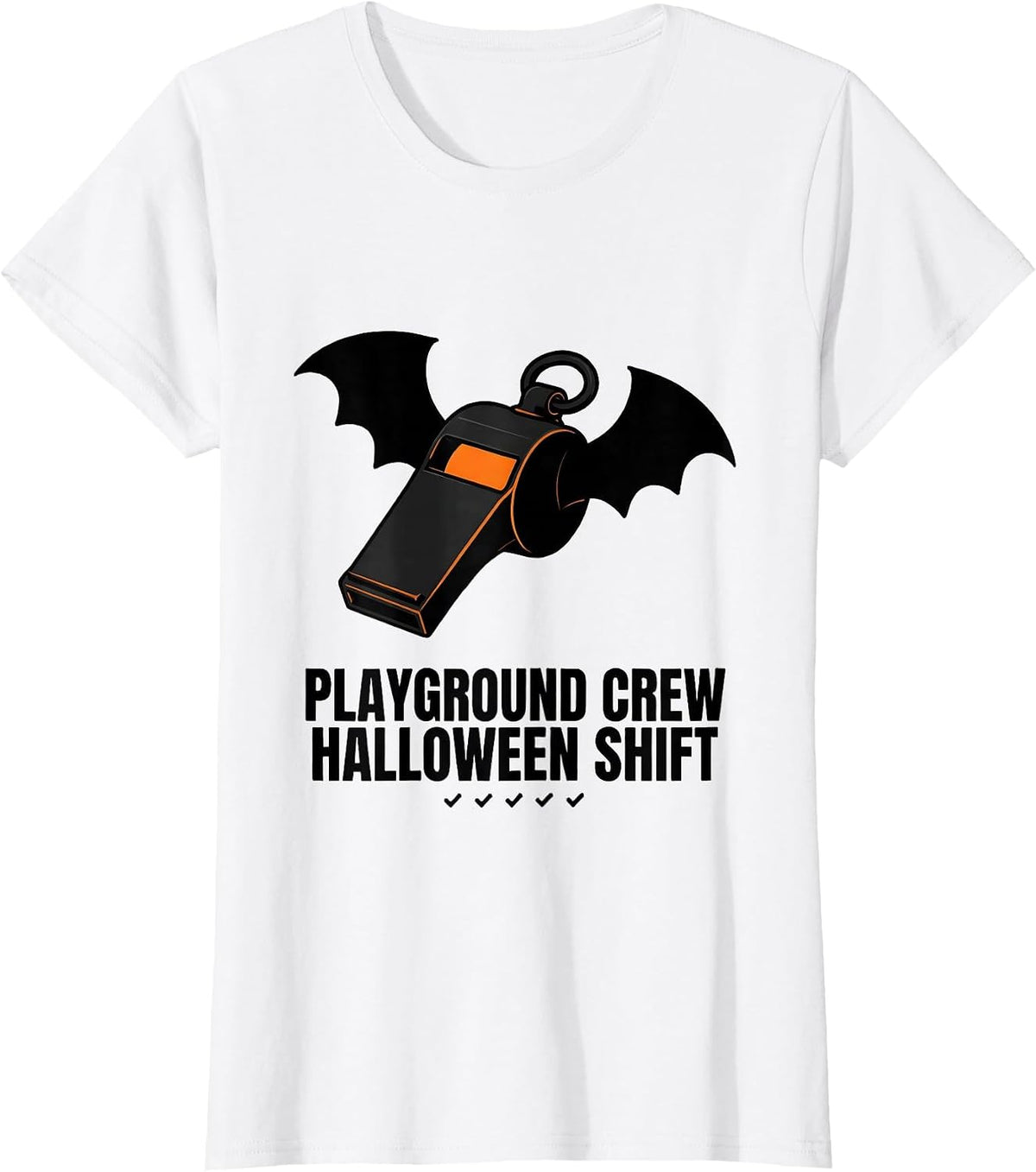 Women's Playground Crew Halloween Shift Editorial Conceptual Teacher T-Shirt - White
