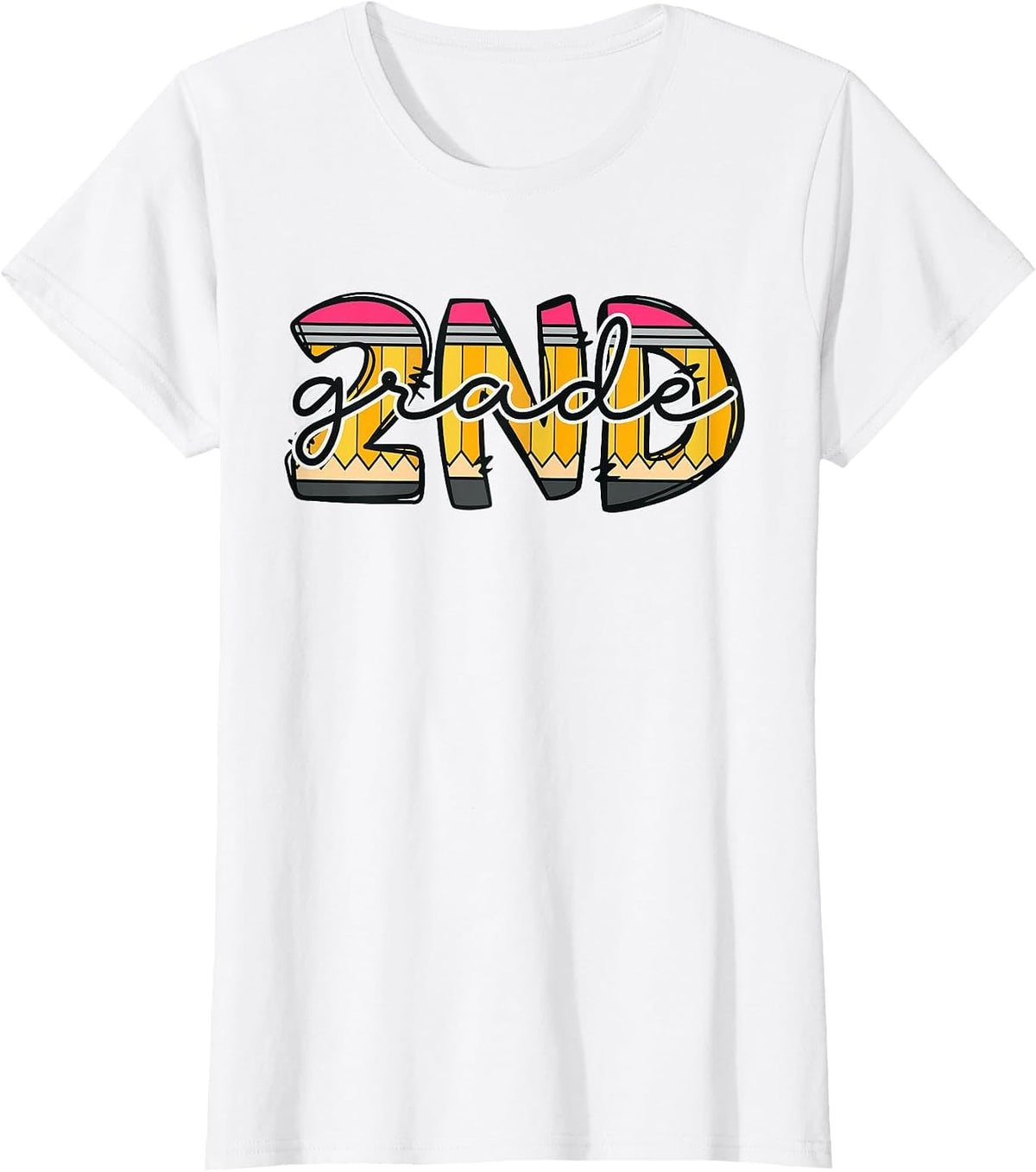 Second Grade Teacher Pencil Back to School Boys Girls T-Shirt - White