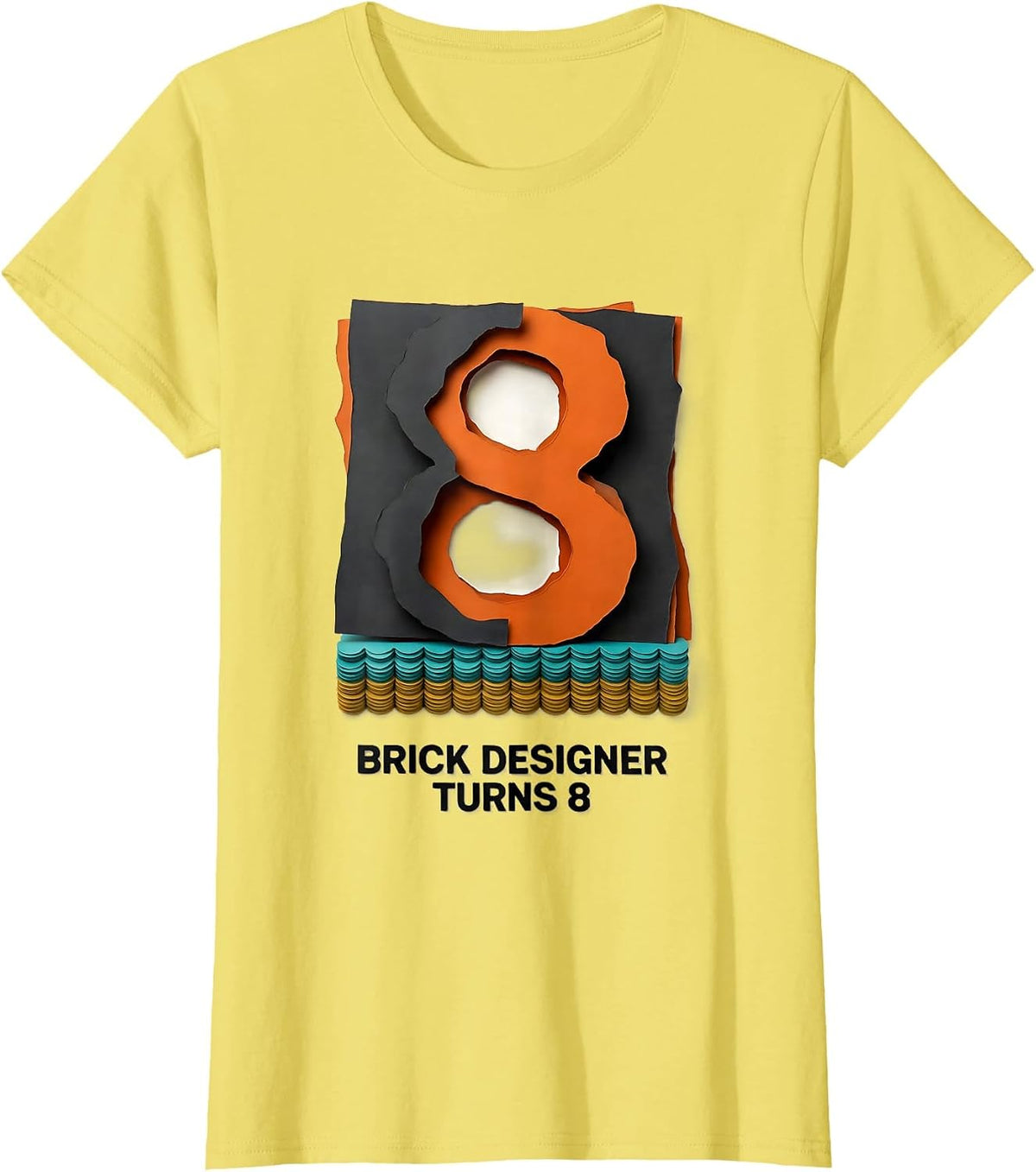 Women's Brick Designer Turns 8 Funny Master Builder Building Brick T-Shirt - Lemon Yellow