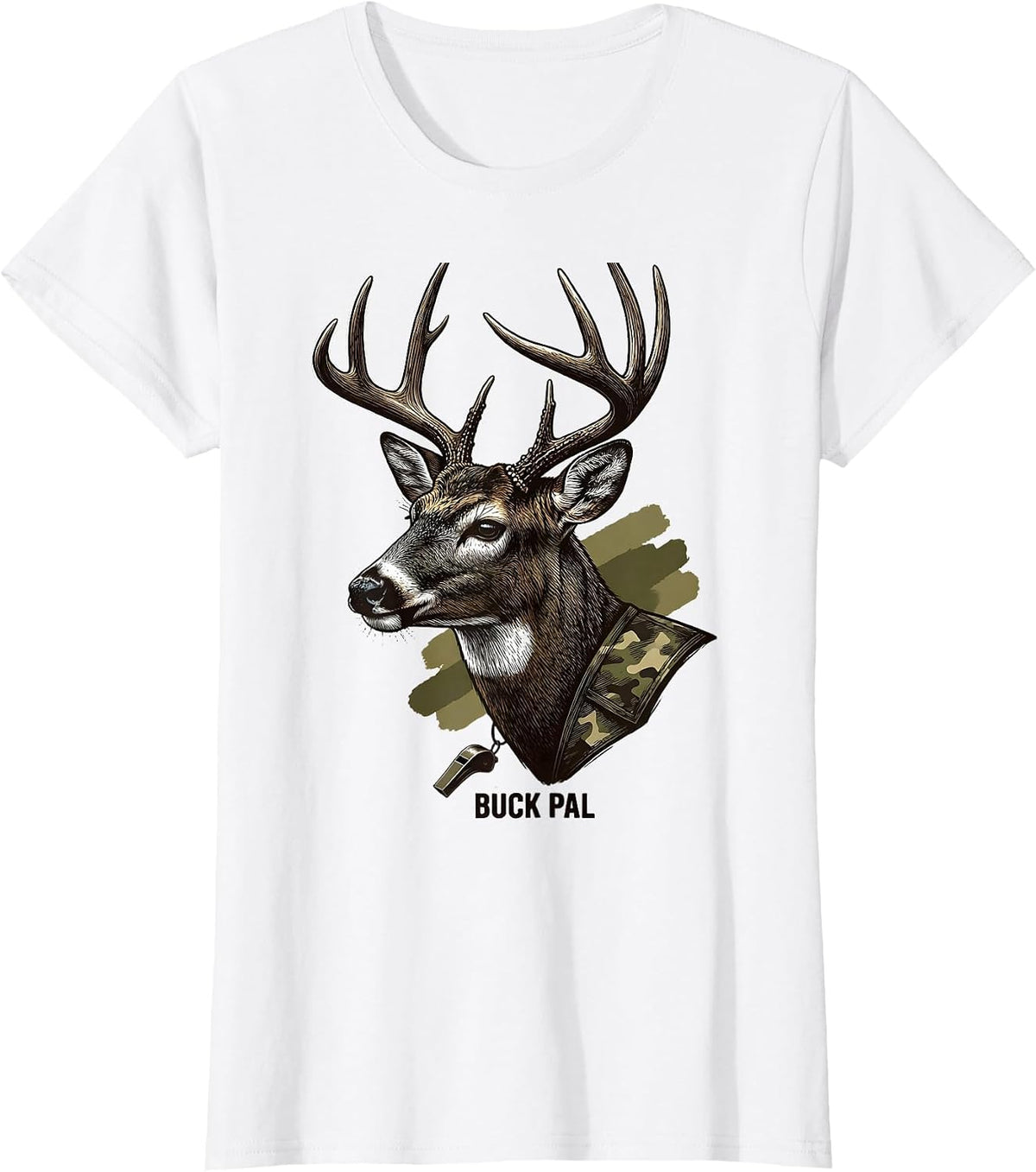 Women's Buck Pal Funny Camo Deer Hunting Youth Teen Hunter Gift T-Shirt - White