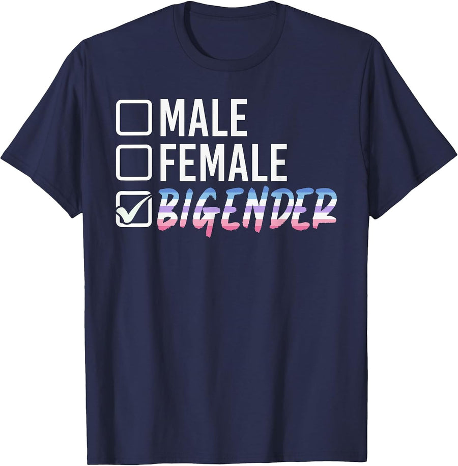 Bigender Flag Equality Gay Pride LGBT Bigender T-Shirt - Navy Blue