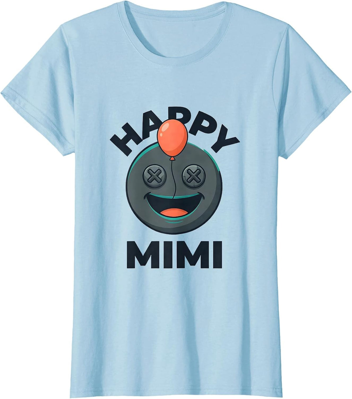 Happy Mimi Flat Vector First Birthday Family Matching Theme T-Shirt - Baby Blue