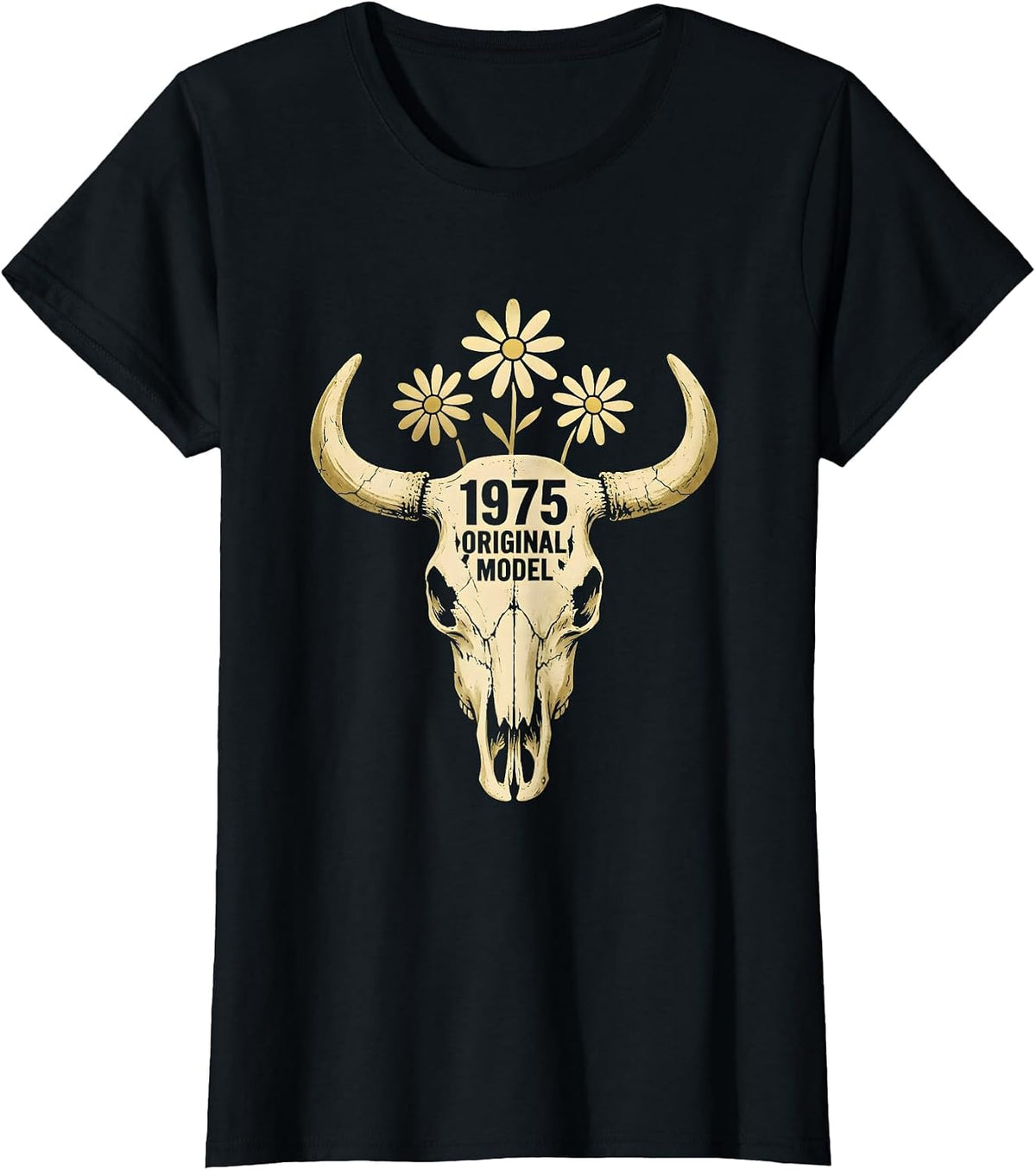 1975 Original Model Vintage Birth Year Design T-Shirt - Black