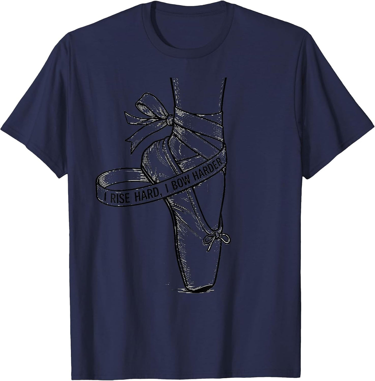 Men's I Rise Hard I Bow Harder Coquette Bow Gymnastics Gift T-Shirt - Navy Blue