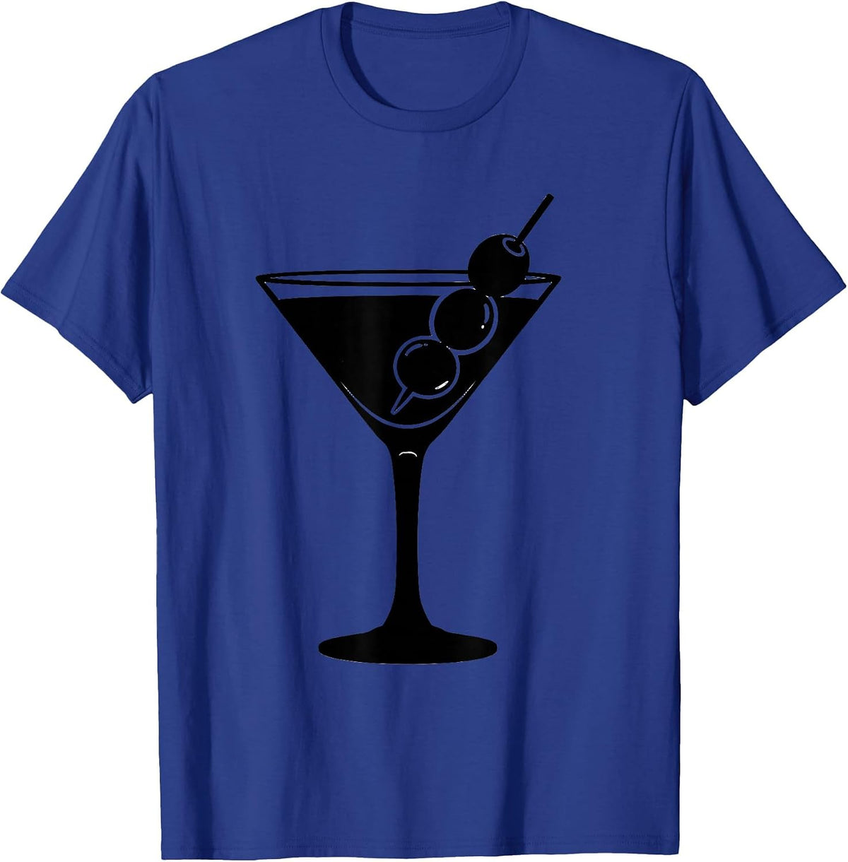 Olive Snowman Martini Cocktail Graphic Tee T-Shirt - Royal Blue