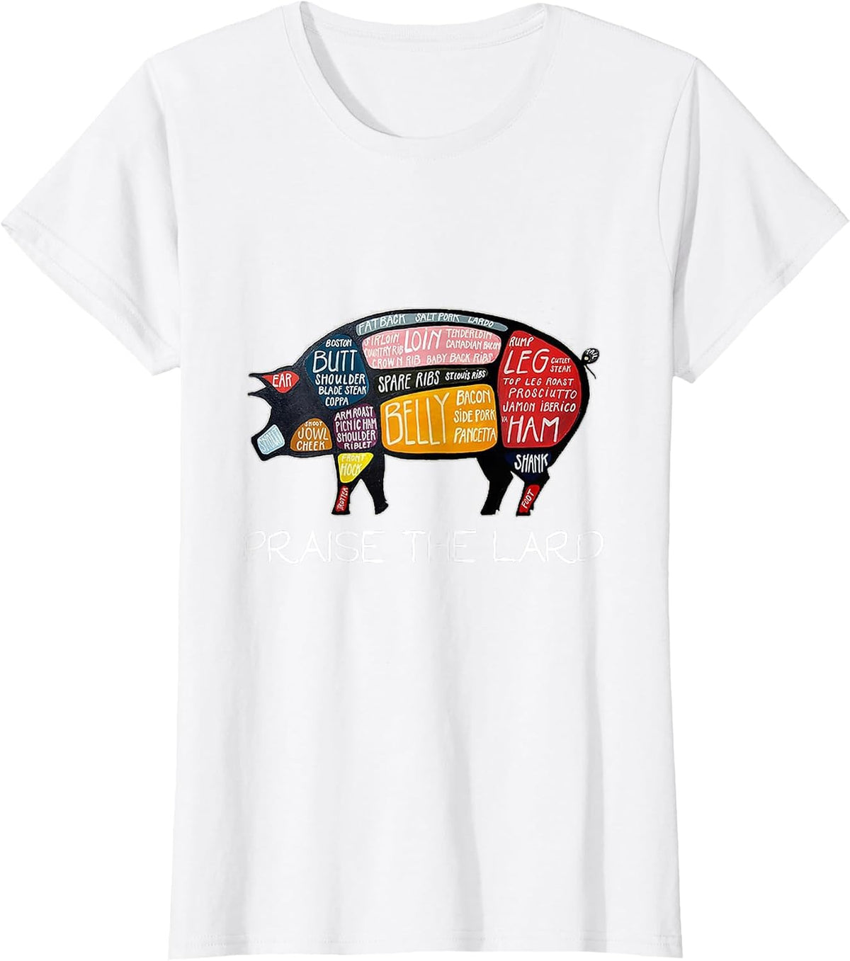 Pig Bacon T-Shirt Funny Praise The Lard Tee T-Shirt - White