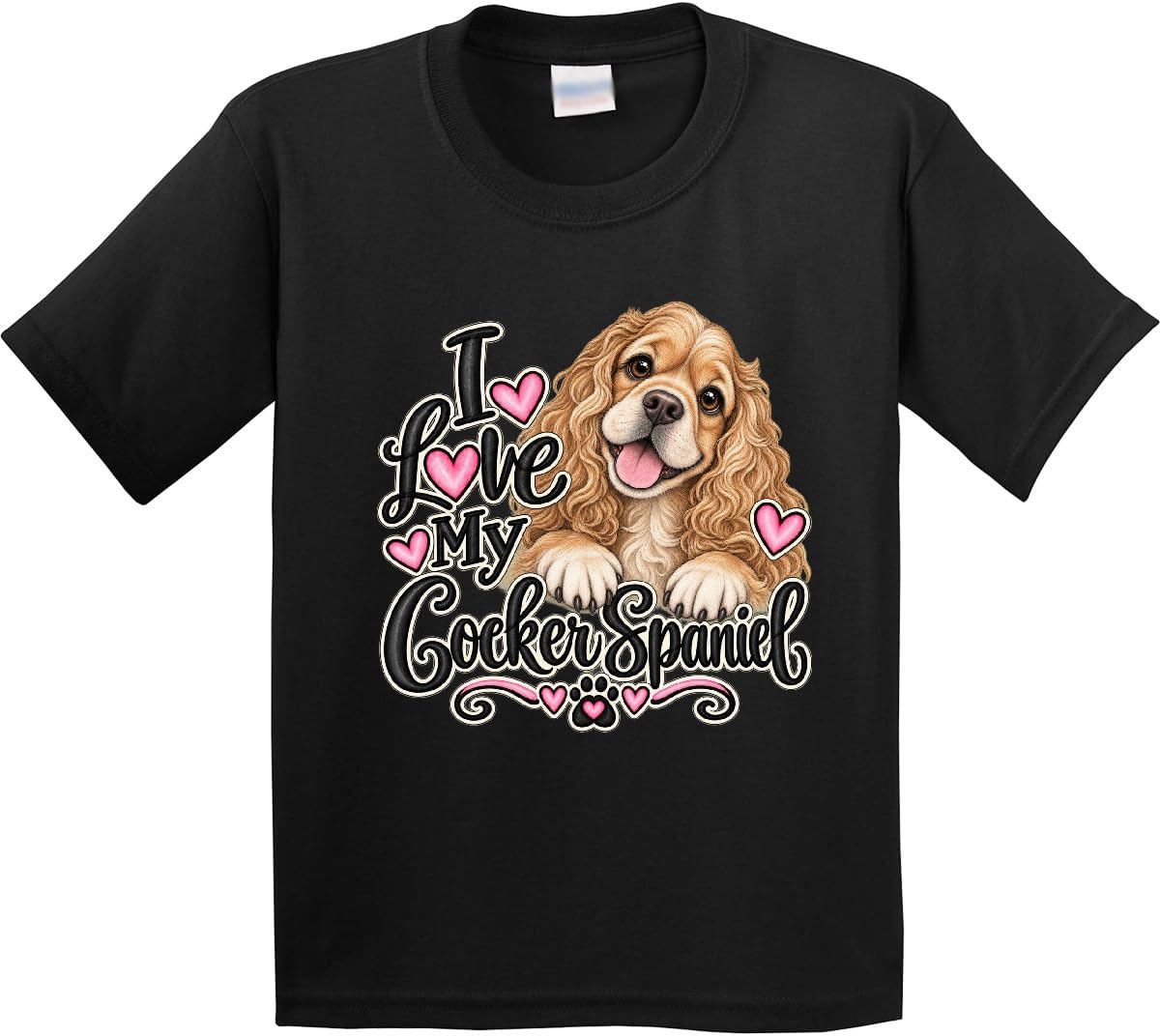 inktastic I Love My Cocker Spaniel Youth T-Shirt - 0040 Black