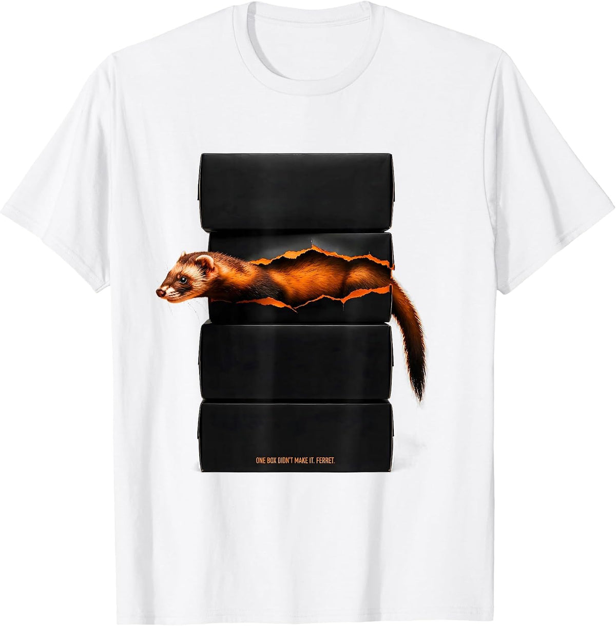 Men's One Box Didn't Make It Ferret Brutalist Ferret Lover T-Shirt - White