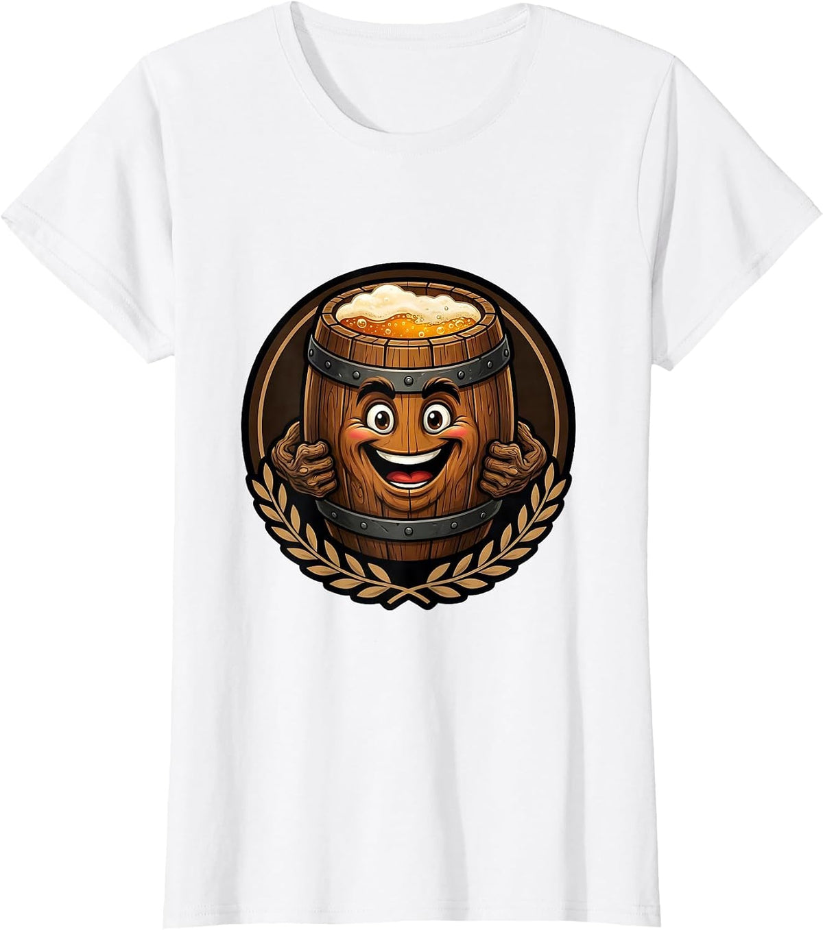 Women's Oktoberfest Wooden Fermenting Cask Illustration T-Shirt - White