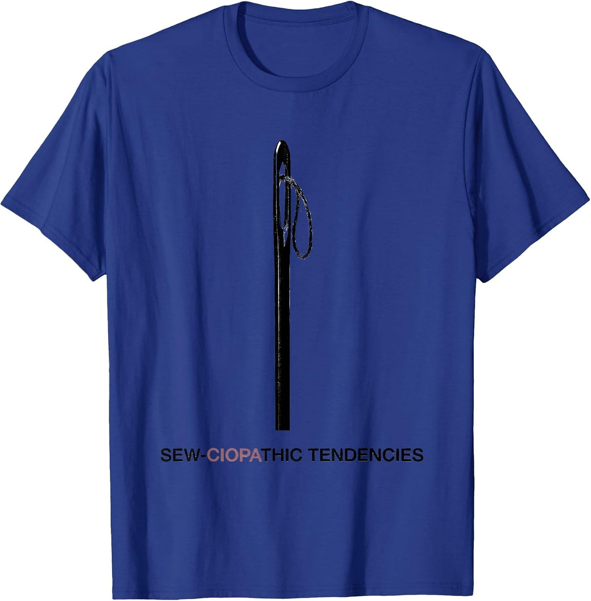 Sew-ciopathic Tendencies Minimal Sewing Design T-Shirt - Royal Blue