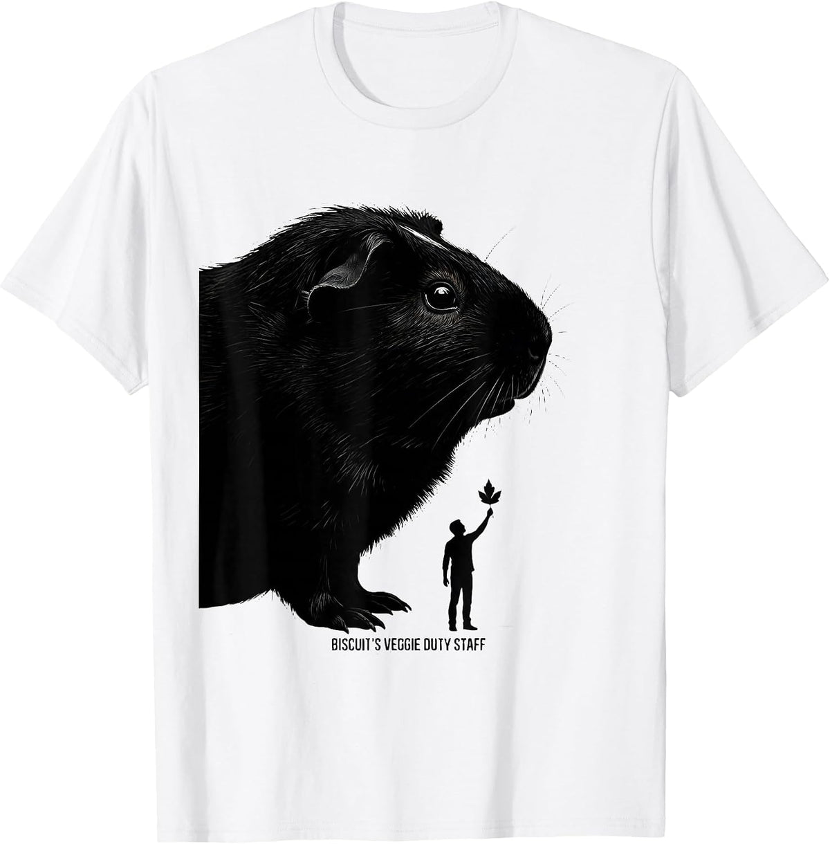 Men's Biscuit's Veggie Duty Staff Funny Guinea Pig Pet Lover Gift T-Shirt - White