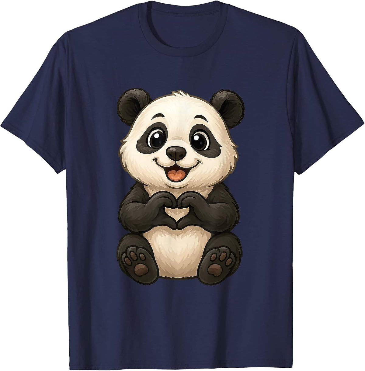 Panda with Heart | Sweet Panda Bear with a Heart Symbol T-Shirt - Navy Blue
